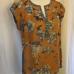 Daniel Rainn sheer unique pattern colorful blouse